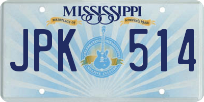 MS license plate JPK514