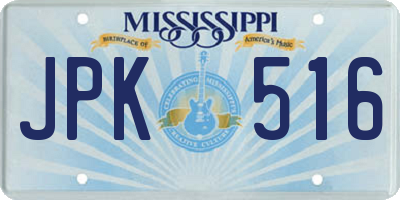 MS license plate JPK516