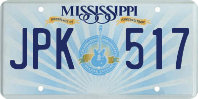 MS license plate JPK517