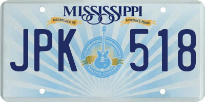 MS license plate JPK518