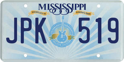 MS license plate JPK519
