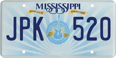 MS license plate JPK520
