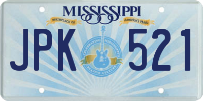 MS license plate JPK521