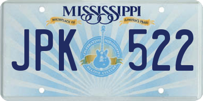 MS license plate JPK522