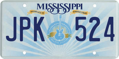 MS license plate JPK524
