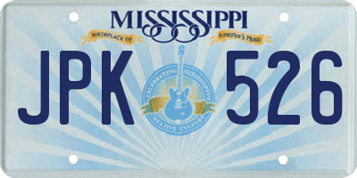 MS license plate JPK526