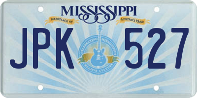 MS license plate JPK527