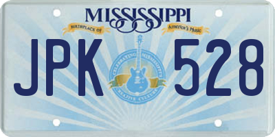 MS license plate JPK528