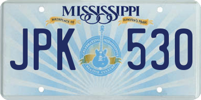 MS license plate JPK530