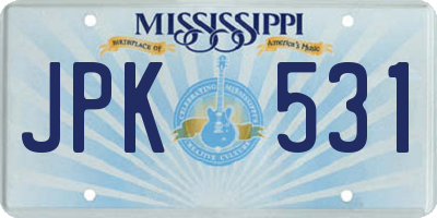 MS license plate JPK531