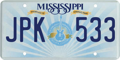 MS license plate JPK533