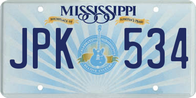 MS license plate JPK534