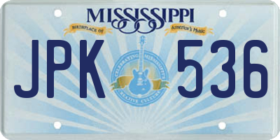 MS license plate JPK536