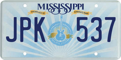 MS license plate JPK537