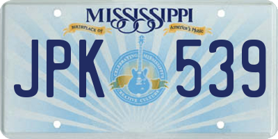 MS license plate JPK539