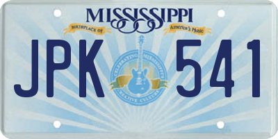 MS license plate JPK541