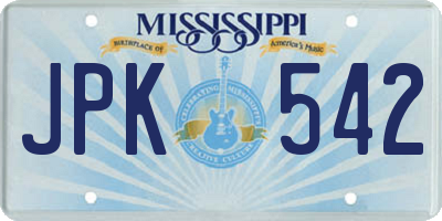 MS license plate JPK542