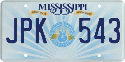 MS license plate JPK543