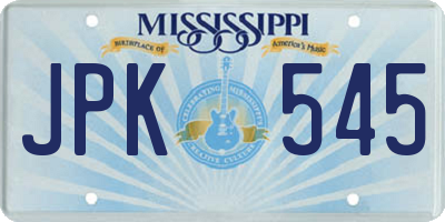 MS license plate JPK545