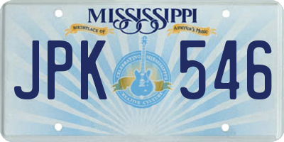 MS license plate JPK546