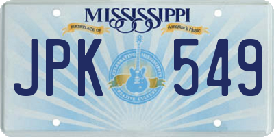 MS license plate JPK549