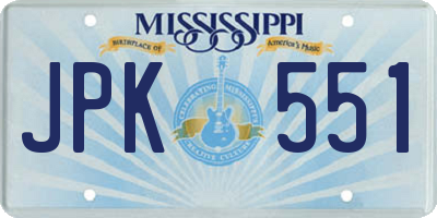 MS license plate JPK551