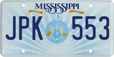 MS license plate JPK553