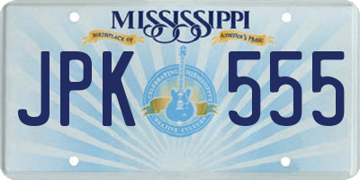 MS license plate JPK555