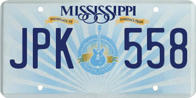 MS license plate JPK558