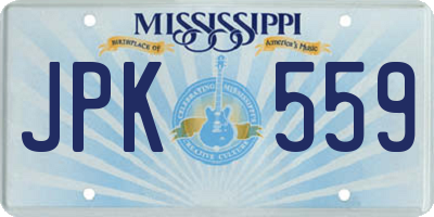 MS license plate JPK559