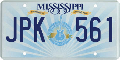 MS license plate JPK561