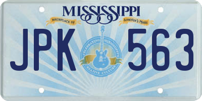 MS license plate JPK563