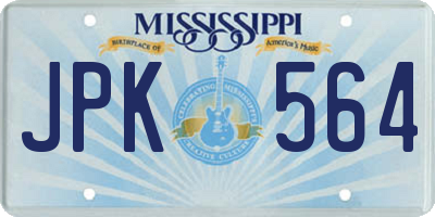 MS license plate JPK564