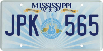 MS license plate JPK565