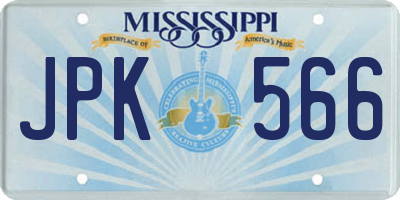 MS license plate JPK566