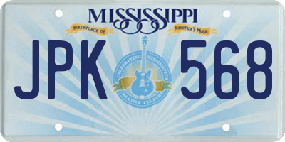 MS license plate JPK568
