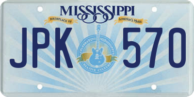 MS license plate JPK570