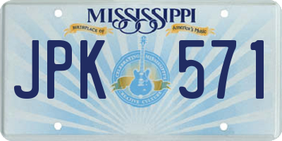 MS license plate JPK571