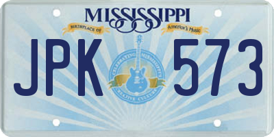 MS license plate JPK573
