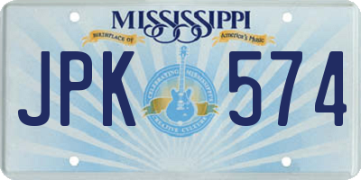 MS license plate JPK574