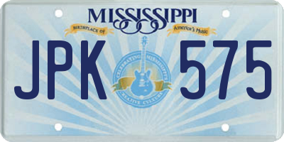 MS license plate JPK575