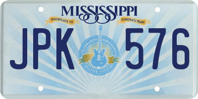 MS license plate JPK576