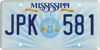 MS license plate JPK581