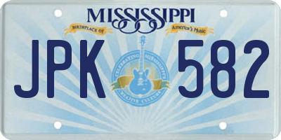 MS license plate JPK582