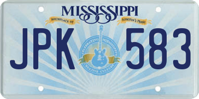 MS license plate JPK583
