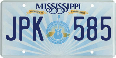 MS license plate JPK585