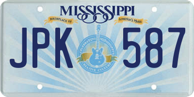 MS license plate JPK587