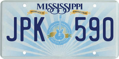 MS license plate JPK590