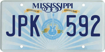 MS license plate JPK592