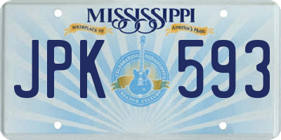 MS license plate JPK593